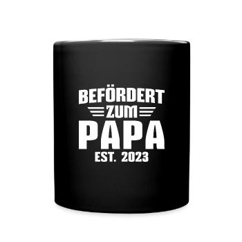 Befördert zum Vater 2023 Werdender Papa - Tasse einfarbig - Schwarz - Vorne