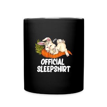 Schlafshirt Schlafen Niedlich Hase Chibi Kaninchen - Tasse einfarbig - Schwarz - Vorne