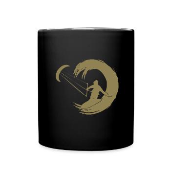 Kitesurfer Silhouette Aventure De Vagues Géantes - Mug uni - noir - Devant