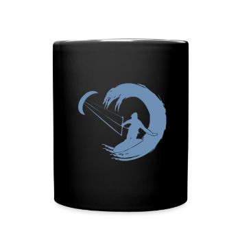 Kitesurfer Silhouette Aventure De Vagues Géantes - Mug uni - noir - Devant