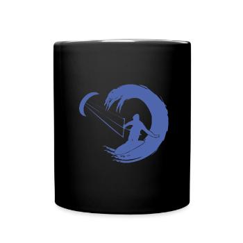 Kitesurfer Silhouette Aventure De Vagues Géantes - Mug uni - noir - Devant