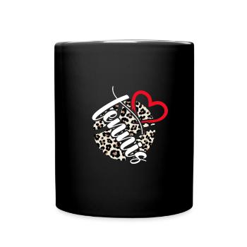 Tennis Match Balle Joueur De Tennis Tennis-léopard-amour - Mug uni - noir - Devant
