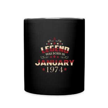 januar 1974 Geburtstag - Tasse einfarbig - Schwarz - Vorne