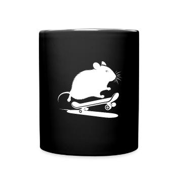 Minimalistischer Hamster Skateboard Skater - Tasse einfarbig - Schwarz - Vorne