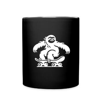 Faultier Skateboard Silhouette minimalistisch - Tasse einfarbig - Schwarz - Vorne
