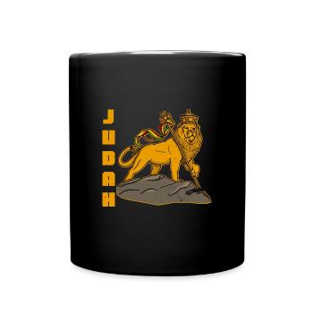 Afrika Löwe von Kuda Judah Rastafari Kultur Kultur - Tasse einfarbig - Schwarz - Vorne