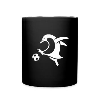 Penguin Footballer Silhouette Minimalist - Full Colour Mug - black - Front