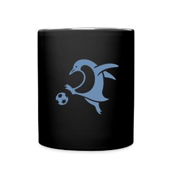 Penguin Footballer Silhouette Minimalist - Full Colour Mug - black - Front