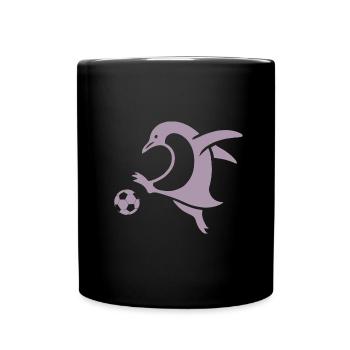 Penguin Footballer Silhouette Minimalist - Full Colour Mug - black - Front