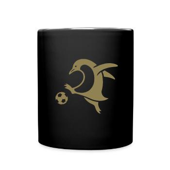 Penguin Footballer Silhouette Minimalist - Full Colour Mug - black - Front
