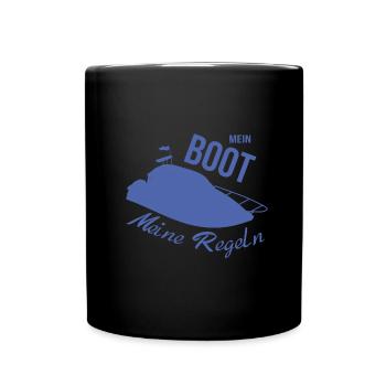 Mein Boot meine Regeln Motorboot - Tasse einfarbig - Schwarz - Vorne