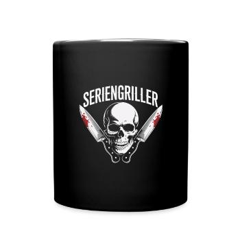 Skull Seriengriller mit Grillmessern - Tasse einfarbig - Schwarz - Vorne