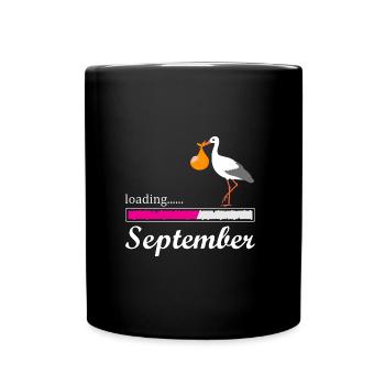 Bébé arrive en septembre grossesse de cigogne - Mug uni - noir - Devant