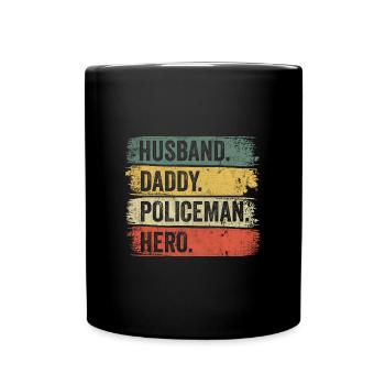Mari Papa Policier Héros Fête des Pères - Mug uni - noir - Devant