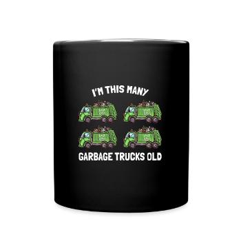 Je suis ce vieux 4ème anniversaire de camions à ordures - Mug uni - noir - Devant
