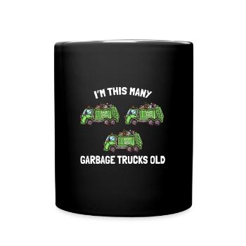 I'm This Many Garbage Trucks Old Garbage Truck 3rd - Full Colour Mug - black - Front