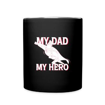 Superpapa Papa - My Dad my Hero - Tasse einfarbig - Schwarz - Vorne