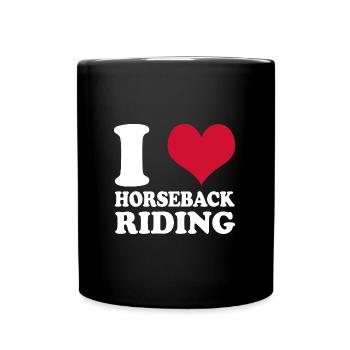 Reiten Reiterin Pferdemädchen I Love Horseback - Tasse einfarbig - Schwarz - Vorne