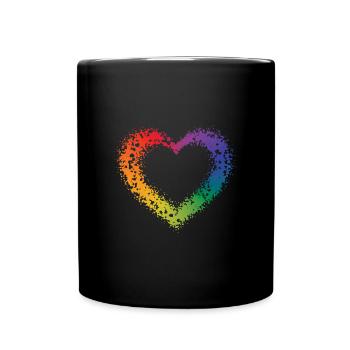 Herz und Herz - Tasse einfarbig - Schwarz - Vorne