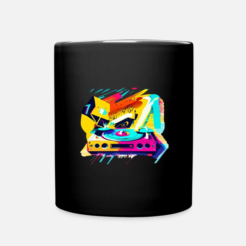 Vinyl-Plattenspieler im Graffiti-Stil - Tasse einfarbig - Schwarz