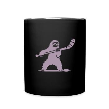 Faultier Eishockey Silhouette - Tasse einfarbig - Schwarz - Vorne