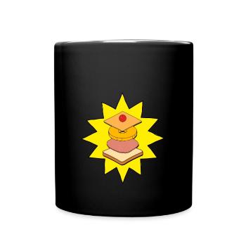 Toast Hawaii gestapelt - Ab in den Ofen - Lecker! - Tasse einfarbig - Schwarz - Vorne