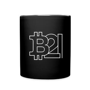 Bitcoin Silhouette 21 Millionen Währung - Tasse einfarbig - Schwarz - Vorne