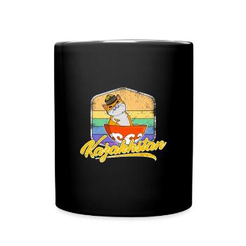 Kasachstan Kasach UdSSR Katze Flagge Normaden - Tasse einfarbig - Schwarz - Vorne
