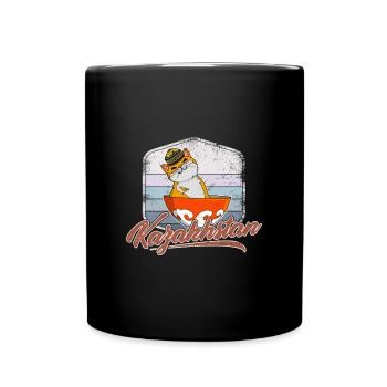 Kasachstan Kasach UdSSR Katze Flagge Normaden - Tasse einfarbig - Schwarz - Vorne