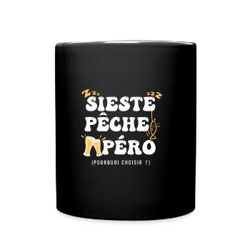 Pêche humour pêcheur sieste pêche apéro - Mug uni - noir - Devant