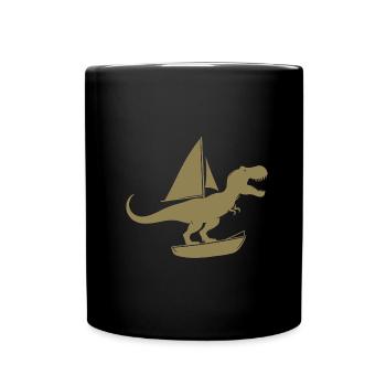 Minimalist dinghy with T-Rex summer - Full Colour Mug - black - Front