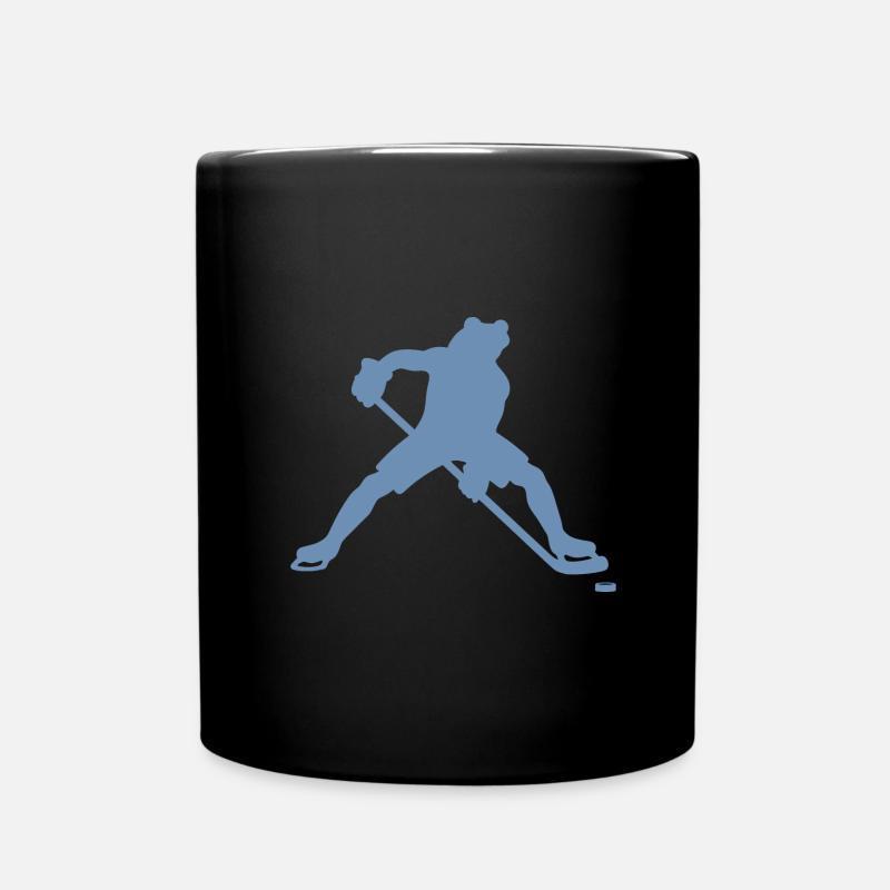 Frosch Eishockeyspieler Silhouette minimalistisch - Tasse einfarbig - Schwarz