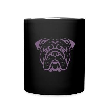 Hund Bulldogge Portrait Kopf Silhouette - Tasse einfarbig - Schwarz - Vorne