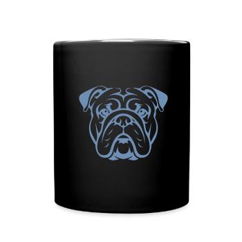 Dog Bulldog Portrait Head Silhouette - Full Colour Mug - black - Front