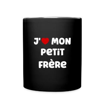 J' AIME petit frère - Mug uni - noir - Devant