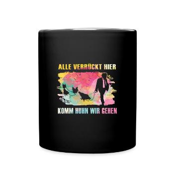 Huhn, Bauernhof, Hühner, Spruch, Bauer Hühnerstall - Tasse einfarbig - Schwarz - Vorne