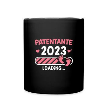 Patentante 2023 Loading Werdende Tante Geschenk - Tasse einfarbig - Schwarz - Vorne