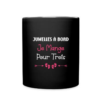 Jumelles a bord je mange pour trois - Mug uni - noir - Devant
