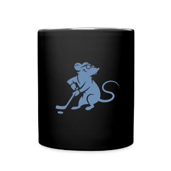 Maus Ratte Eishockey Silhouette Minimalistisch - Tasse einfarbig - Schwarz - Vorne