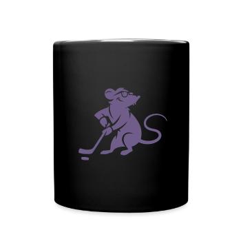 Maus Ratte Eishockey Silhouette Minimalistisch - Tasse einfarbig - Schwarz - Vorne