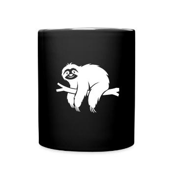Minimalist sloth relaxing on a branch - Full Colour Mug - black - Front