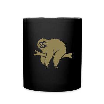 Minimalist sloth relaxing on a branch - Full Colour Mug - black - Front