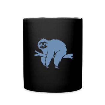 Minimalist sloth relaxing on a branch - Full Colour Mug - black - Front