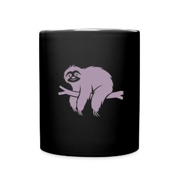 Minimalist sloth relaxing on a branch - Full Colour Mug - black - Front