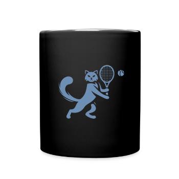 Chat Joueur de Tennis Club Silhouette - Mug uni - noir - Devant
