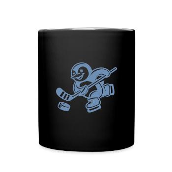 Süßer Pinguin Eishockeyspieler Silhouette - Tasse einfarbig - Schwarz - Vorne