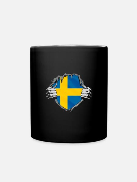 Schwedische Flagge Schweden - Tasse einfarbig - Schwarz