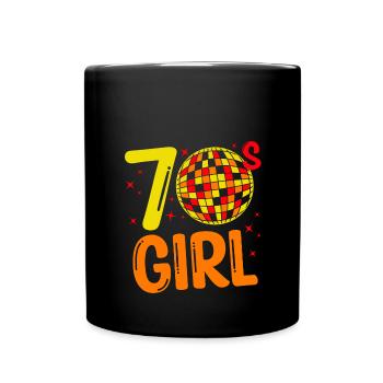 70er Jahre Mädchen 70s Girl Hippie - Tasse einfarbig - Schwarz - Vorne