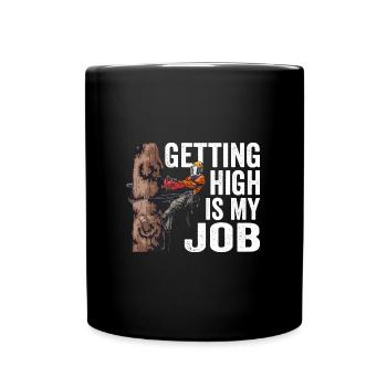 Tronçonneuse Se défoncer est mon travail bûcheron - Mug uni - noir - Devant