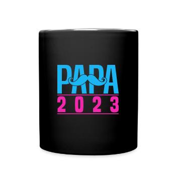 Papa 2023 - Geschenk zur Vaterschaft - Tasse einfarbig - Schwarz - Vorne